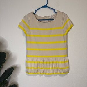 Ann Taylor Loft yellow and cream striped wool blend peplum top Large